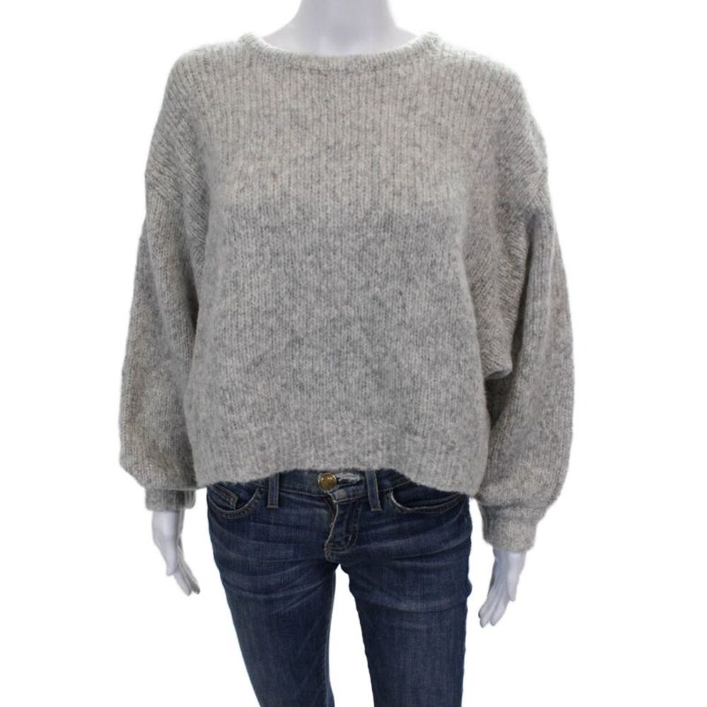 Atelier Delphine Women Pullover Sweater Gray Baby Alpaca Crew Neck Size XS